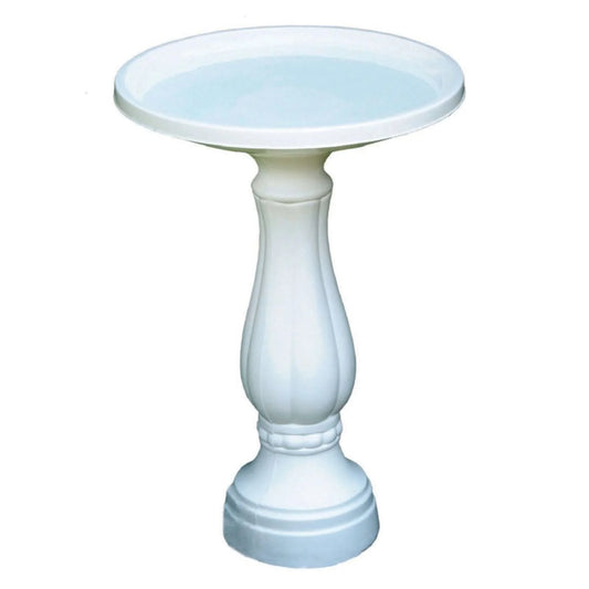 Bloem Promo Birdbath With Pedastal: White - 17" Basin With 2" Depth, 25" Fillable Pedastal, Smooth Gloss, Durable & Weather Resistant Resin, For Indoor &Outdoor Use, Gardening