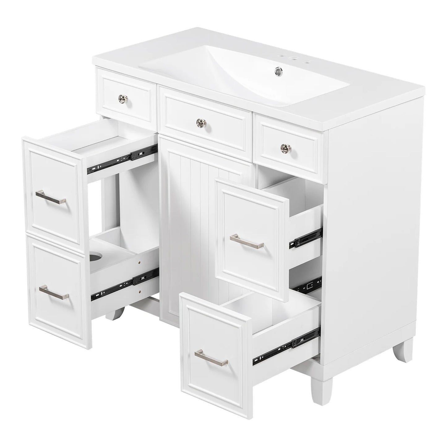 Harper & Bright Designs Bathroom Vanity Cabinet with Sink Combo Set 36", Contemporary Bathroom Shaker Cabinets and Vanities with Soft Closing Door and Drawer, White