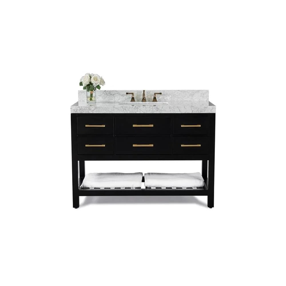 Ancerre Designs Elizabeth 48" Wood Bathroom Vanity Set in Black Onyx