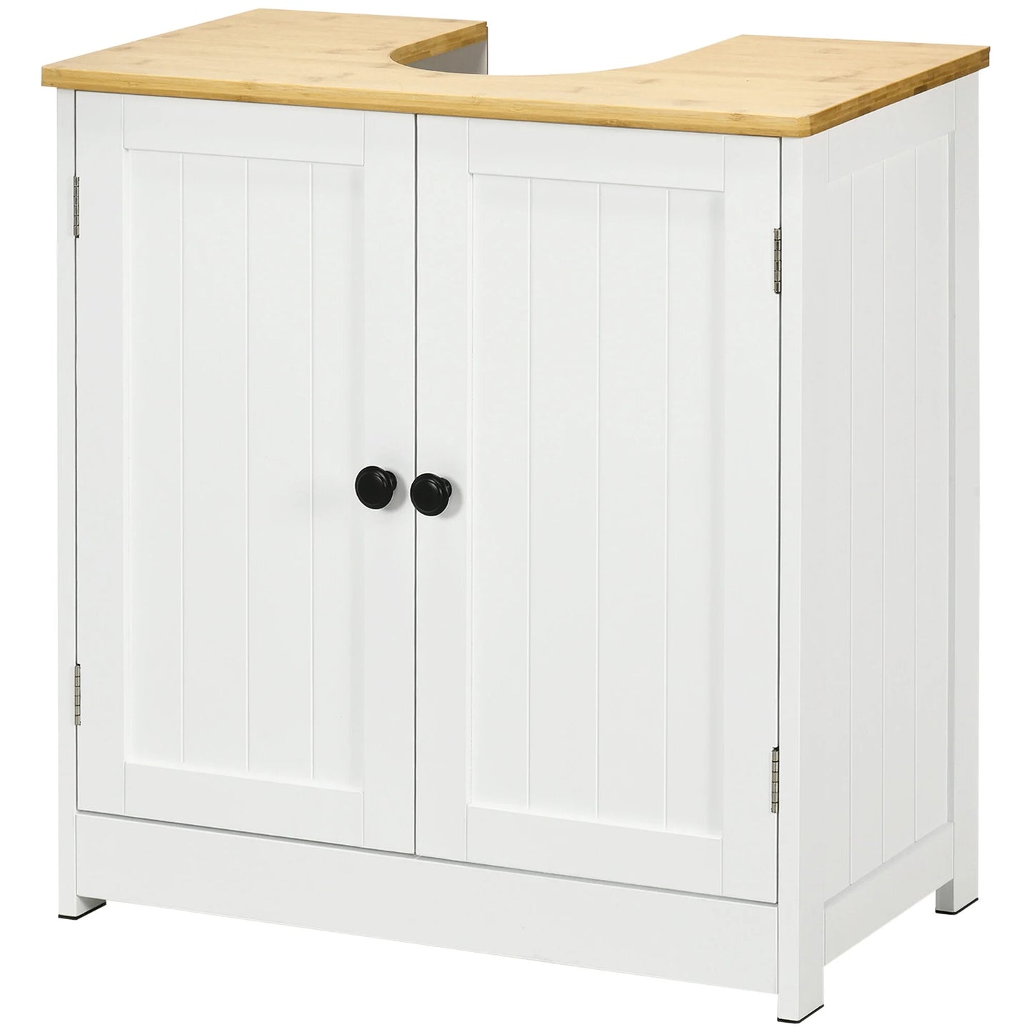 Kleankin Modern Bathroom Under Sink Cabinet,Bathroom Vanity for Wall Mount Sink,Storage Cabinet with Double Doors and Adjustable Shelf,White,White Mdf Bath Faucets Bathroom Storage