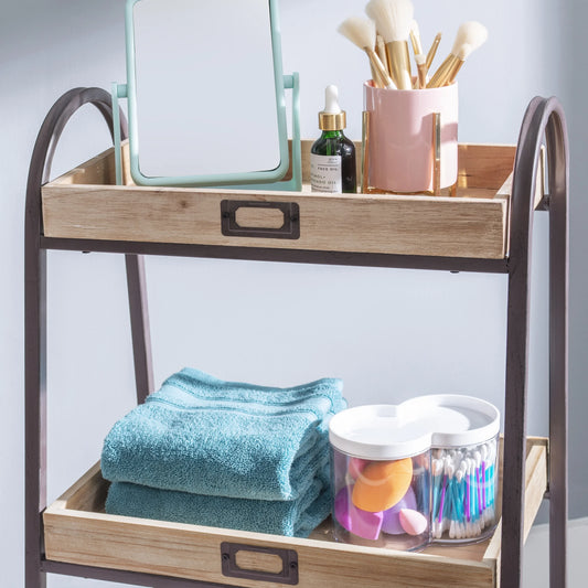 Linon Three Tiered Bath Stand, Rustic Brown, 32.5 inches Tall