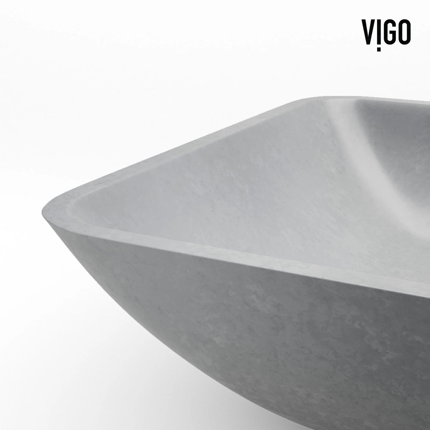 VIGO Duomo Gothic Gray Concreto Stone 18 in. L x 13 in. W x 4 in. H Rectangular Vessel Bathroom Sink
