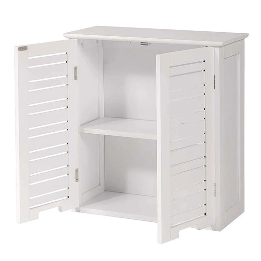 Wall-Mounted Bathroom Cabinet with Double Vented Doors, Compact Storage Organizer for Toiletries, White Finish - Miami Collection