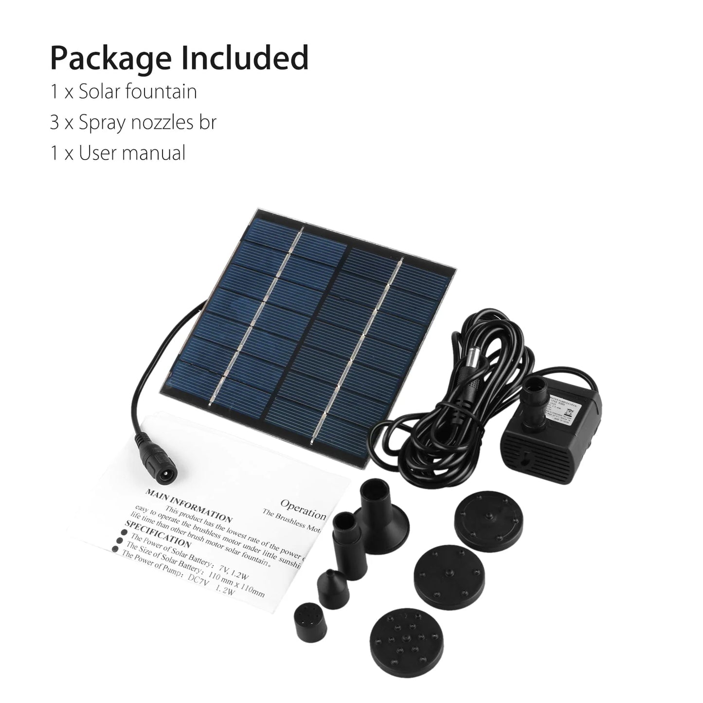 TSV Solar Fountain Water Pump, 1.2W Solar Powered Bird Bath Fountain, Submersible Water Pump Kit Solar Panel Kits for Outdoor Pool, Small Pond, Garden Fish Tank, 150L/H