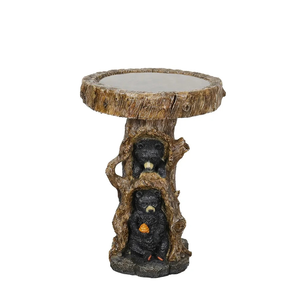 23.6��Tall Resin Outdoor Bird Baths for Garden - Outdoor Standing Birdbath with Bear Statue, Pedestal Birdbaths for Outdoors, Garden, Patio, Lawn, Backyard