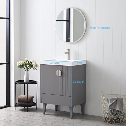 Blossom Kitchen and Bath Freestanding Bathroom Vanity with Sink, Wood Bathroom Vanity Cabinet with Acrylic Sink 24" - Pashm Grey