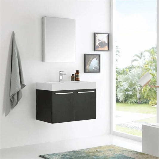 Vista 30"Black Wall Hung Bathroom Vanity & Medicine Cabinet