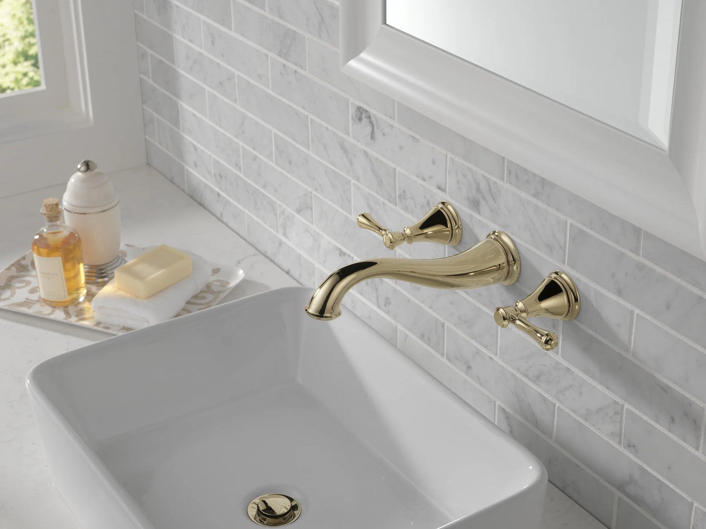 Delta Cassidy Two Handle Wall-Mount Bathroom Faucet Trim in Chrome (Valve Not Included) T3597LF-WL