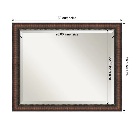 Amanti Art Caleb Brown Beveled Bathroom Wall Mirror