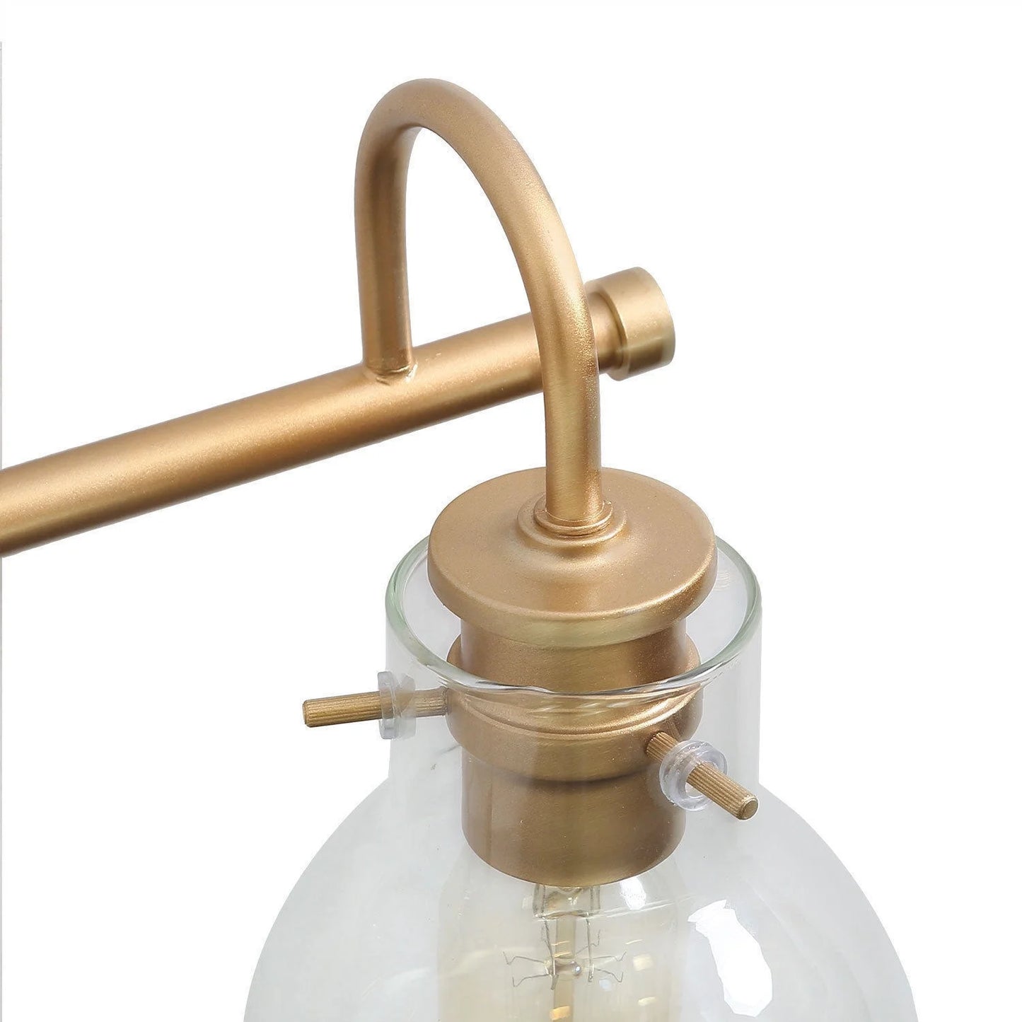LNC 3-Light Gold Round Clear Glass Shade Modern Bathroom Vanity Lighting Fixutre
