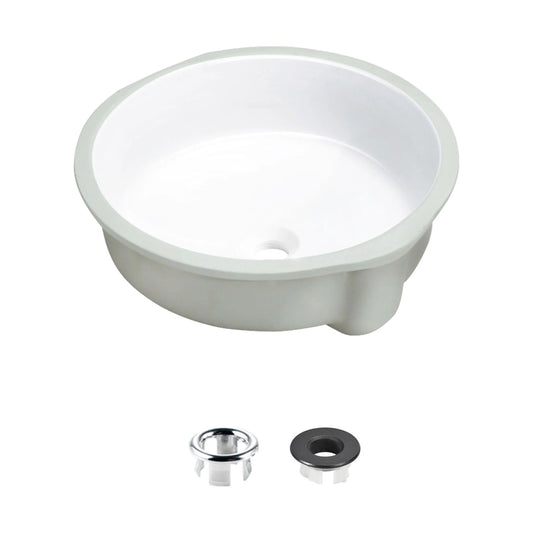 Stylish Undermount 16" Porcelain Round Bathroom Sink with 2 Overflow Finishes P-207