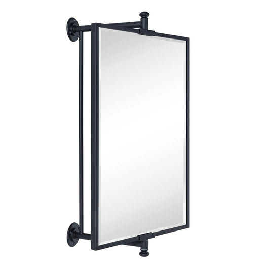 TEHOME Black Beveled Rectangle Pivot-N-View Bathroom Vanity Mirror 14x22"