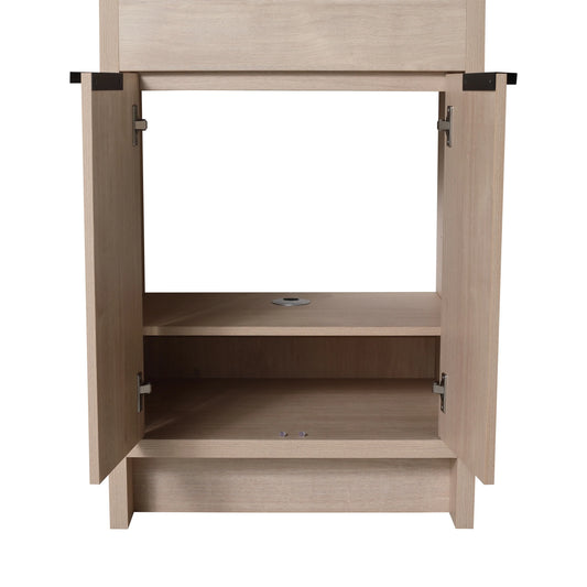 BNK 24/30/36 inch Freestanding Single Sink Bathroom Vanity with Soft Close Door and 1 adjustable shelf 24"W x 18.3"D x 35"H - Plain Light Oak