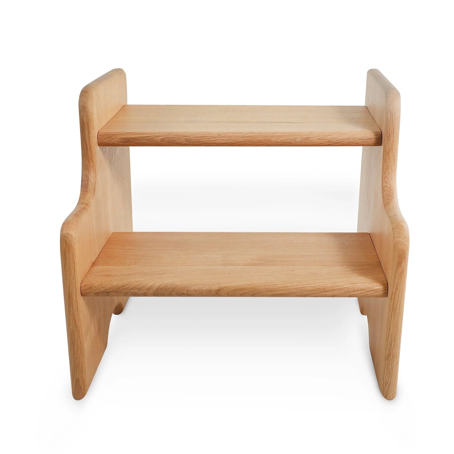 CONSDAN Hardwood Oak 2-Tier Step Stool, Kids Stool for Bathroom Kitchen Toilet, Natural Color