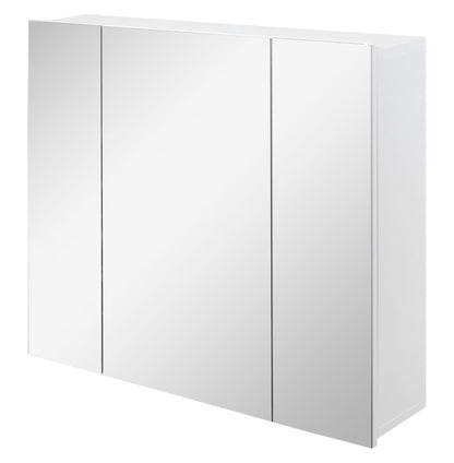 Wall Mounted Mirror Cabinet, Bathroom Medicine Cabinet with Mirror, 3 Doors and Adjustable Shelves, White