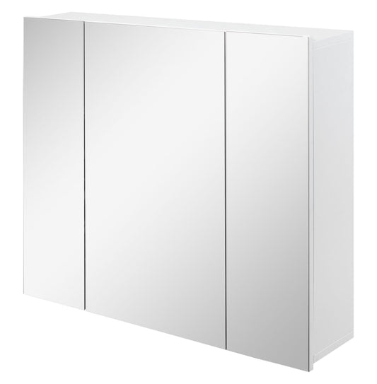 Wall Mounted Mirror Cabinet, Bathroom Medicine Cabinet with Mirror, 3 Doors and Adjustable Shelves, White