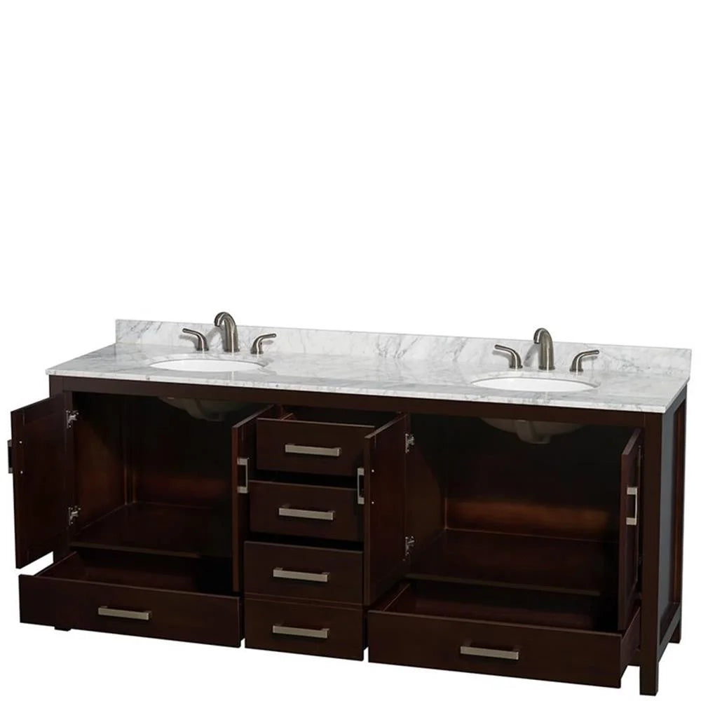 Wyndham Collection Sheffield 80" Metal Double Bathroom Vanity in White/Gray
