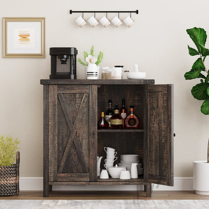 KTENME 2024 New Retro Style Coffee Bar Cabinet, Sideboard with Drawer and Adjustable Shelf, Storage Cabinet for Kitchen, Dining Room, Bathroom, Entryway