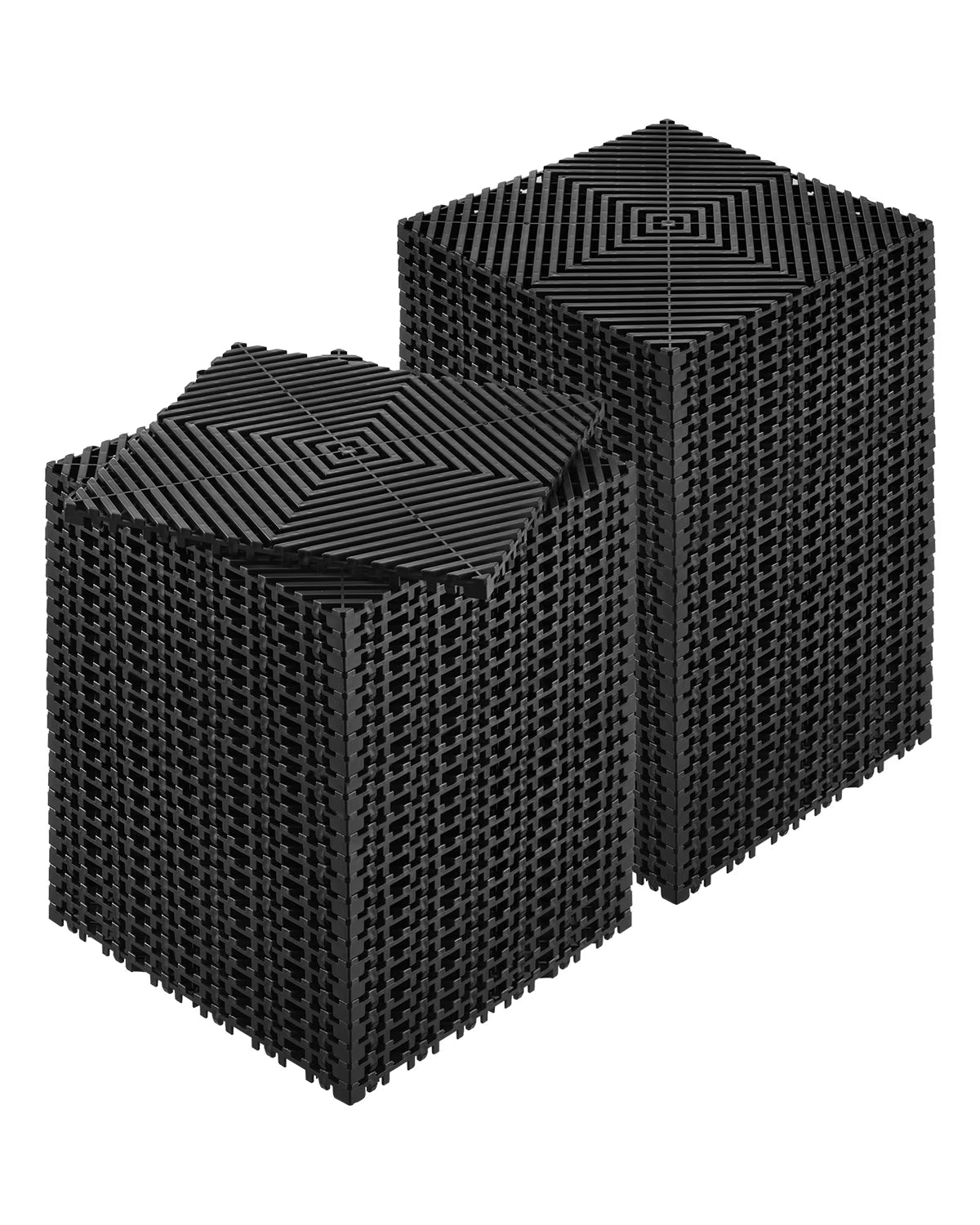 KFFKFF Drainage Floor Mat Set, 12�� x 12�� Modular Interlocking Padding, Set of 55 Connectable Drainage Mats, Slip-Resistant Black PP Drainage Floor and Bath Mat, Suitable for Garage, Garden