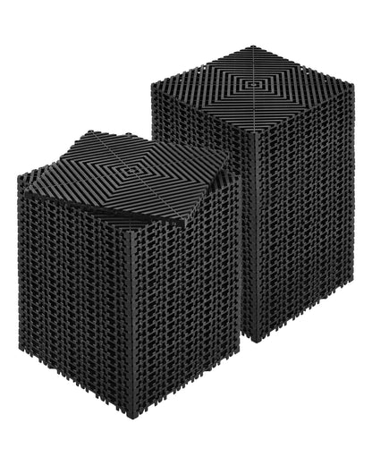 KFFKFF Drainage Floor Mat Set, 12�� x 12�� Modular Interlocking Padding, Set of 55 Connectable Drainage Mats, Slip-Resistant Black PP Drainage Floor and Bath Mat, Suitable for Garage, Garden