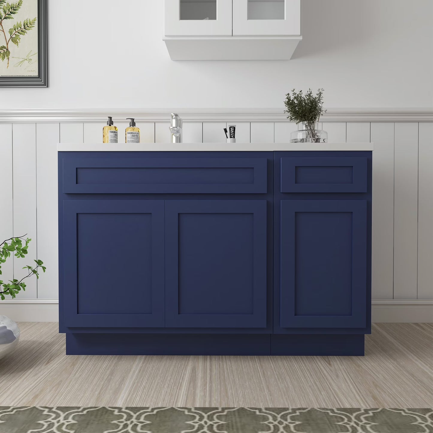 51 in. W x 21 in. D x 32.5 in. H Bath Vanity Cabinet without Top in Silver