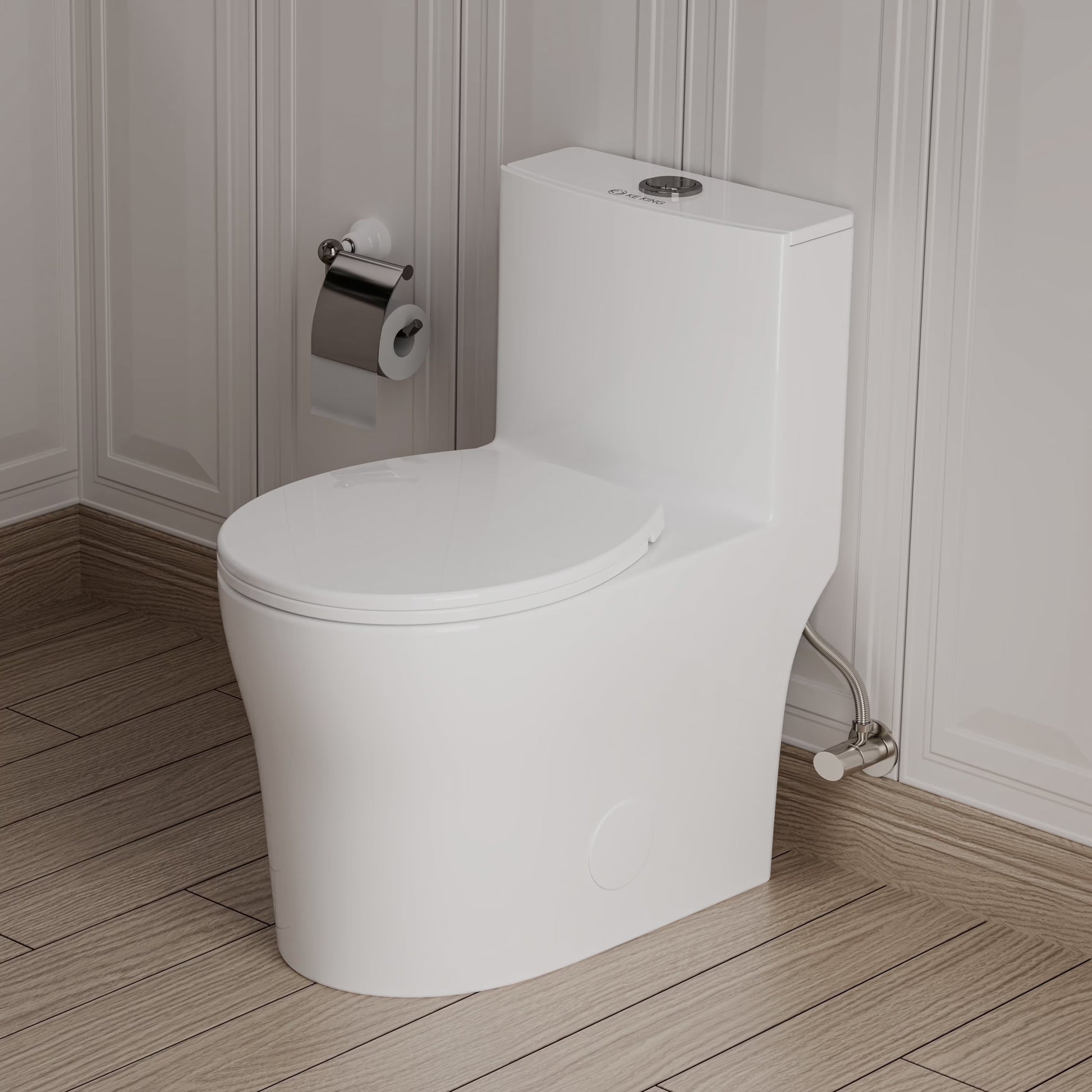 KK KE KING Quiet & Powerful Flush Round Compact One Piece Toilet for Small Bathroom, Space Saving, 12'' Rough-In