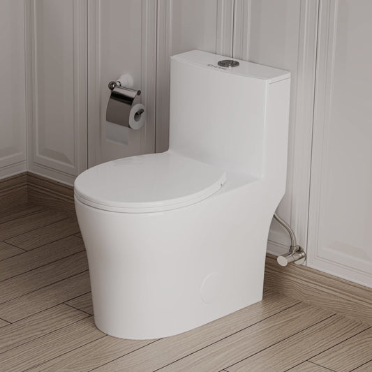 KK KE KING Quiet & Powerful Flush Round Compact One Piece Toilet for Small Bathroom, Space Saving, 12'' Rough-In