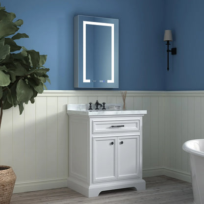 ExBrite LED Lighted Bathroom Medicine Cabinet with Mirror and Shelf,Recessed or Surface Mount,Defog, Stepless Dimming 20"x32" Left-hinged