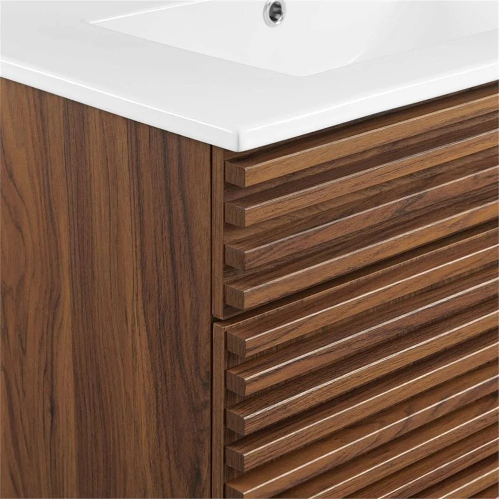 Modway Render 30" Bathroom Vanity Cabinet in Walnut White