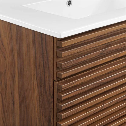 Modway Render 30" Bathroom Vanity Cabinet in Walnut White