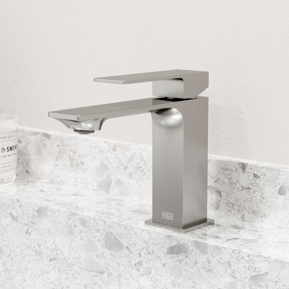 VIGO Dunn Single Handle Single-Hole Bathroom Faucet in Brushed Nickel