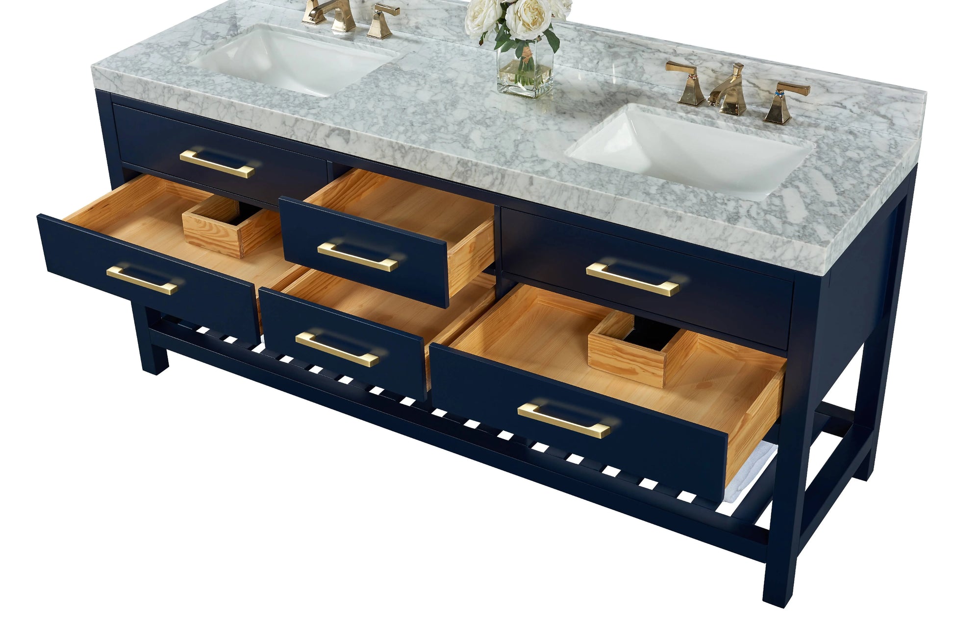 Ancerre Designs Elizabeth 72" Wood Bathroom Vanity Set in Heritage Blue