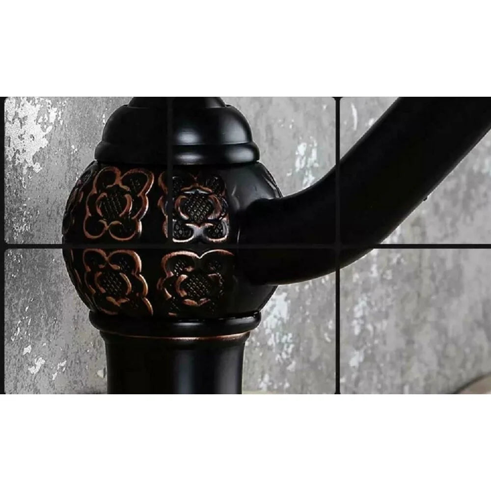 SimplyCopper 13" Clayborne Oil Rubbed Bronze Bathroom Faucet with Copper Design - 13' X 11" X 7"