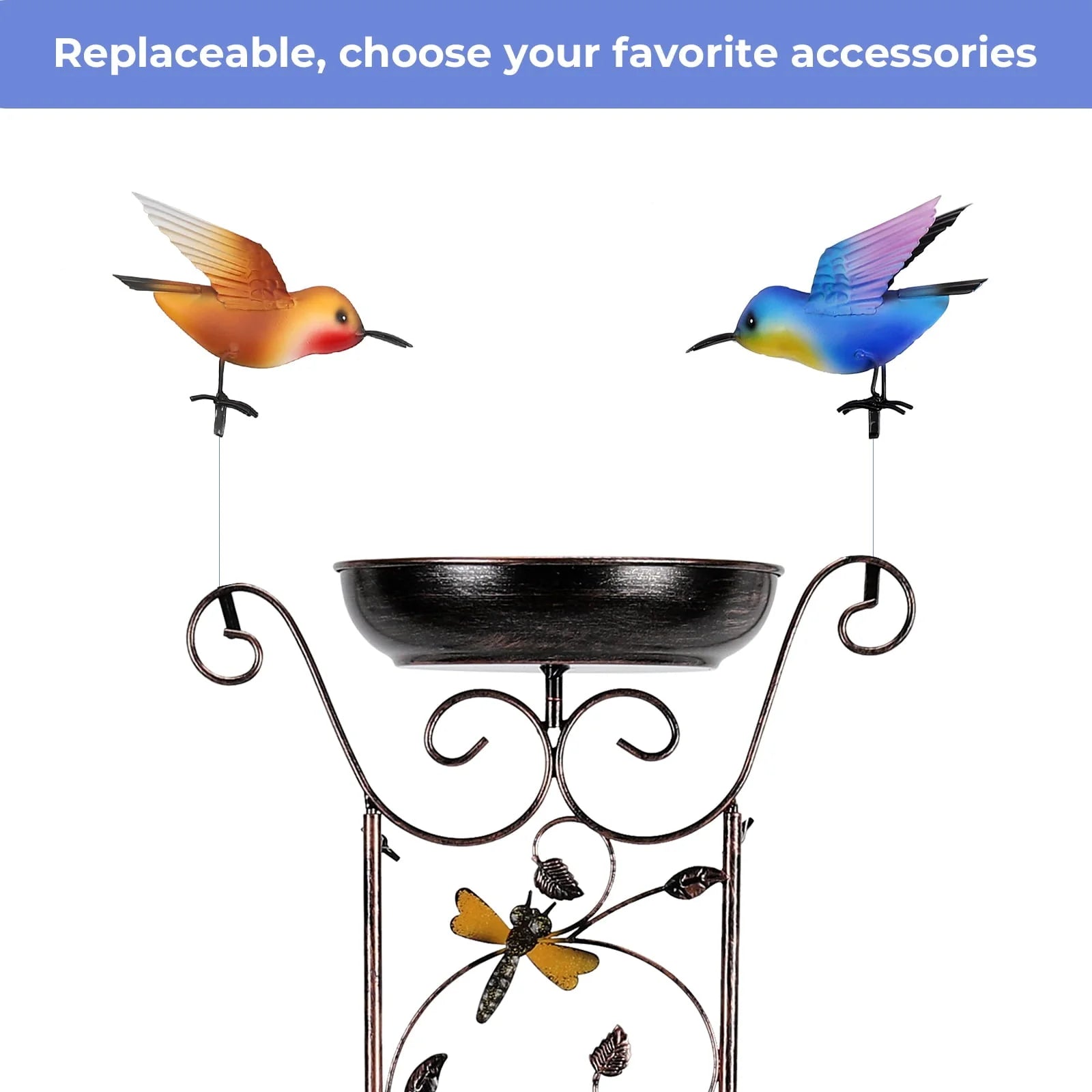 Bird Bath with Trellis Inlife Waterproof Garden Bird Feeder and Trellis Combo for Climbing Plants, Metal