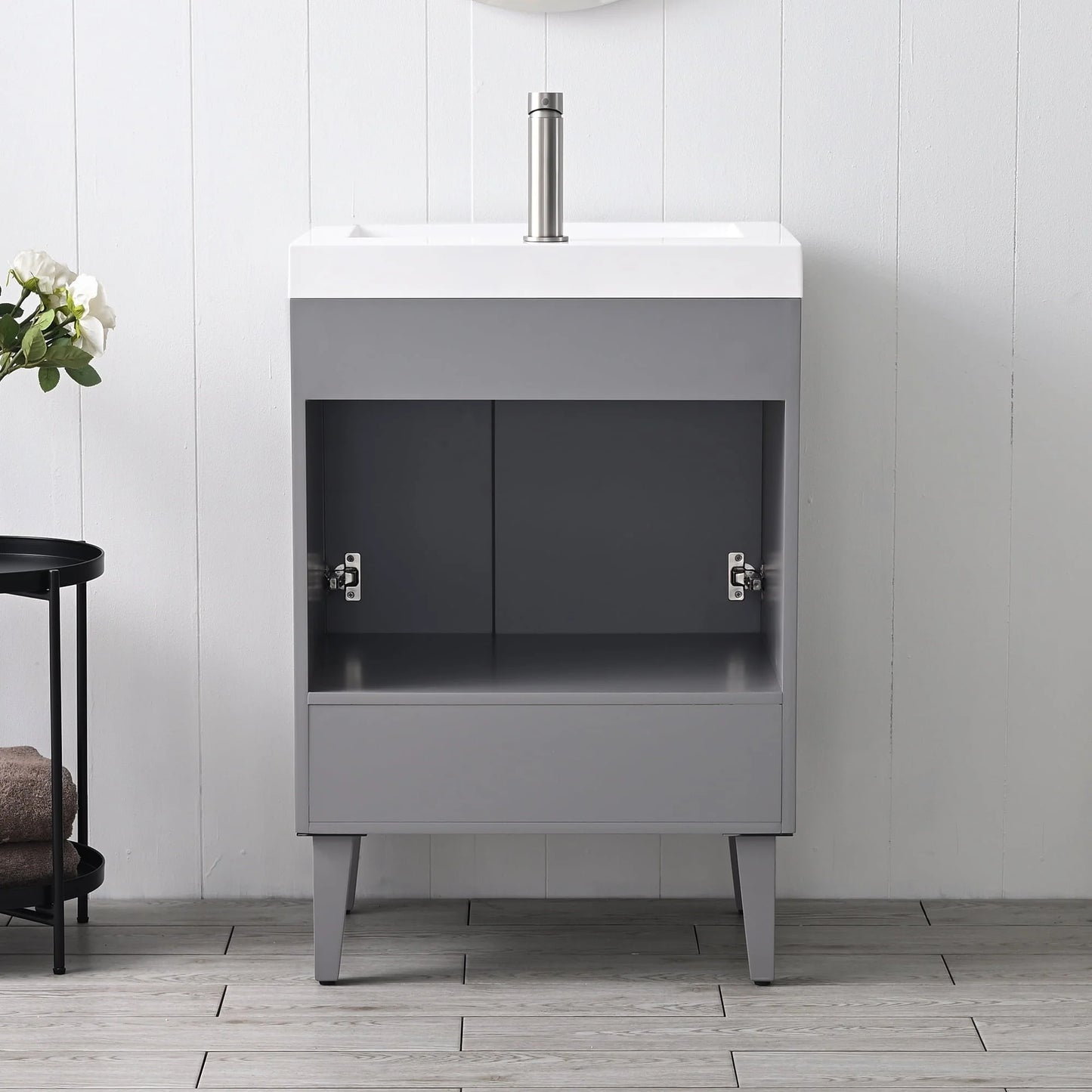 Blossom Kitchen and Bath Freestanding Bathroom Vanity with Sink, Wood Bathroom Vanity Cabinet with Acrylic Sink 24" - Pashm Grey