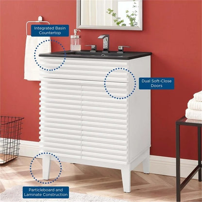 Modway Render 24" Bathroom Vanity in White Black