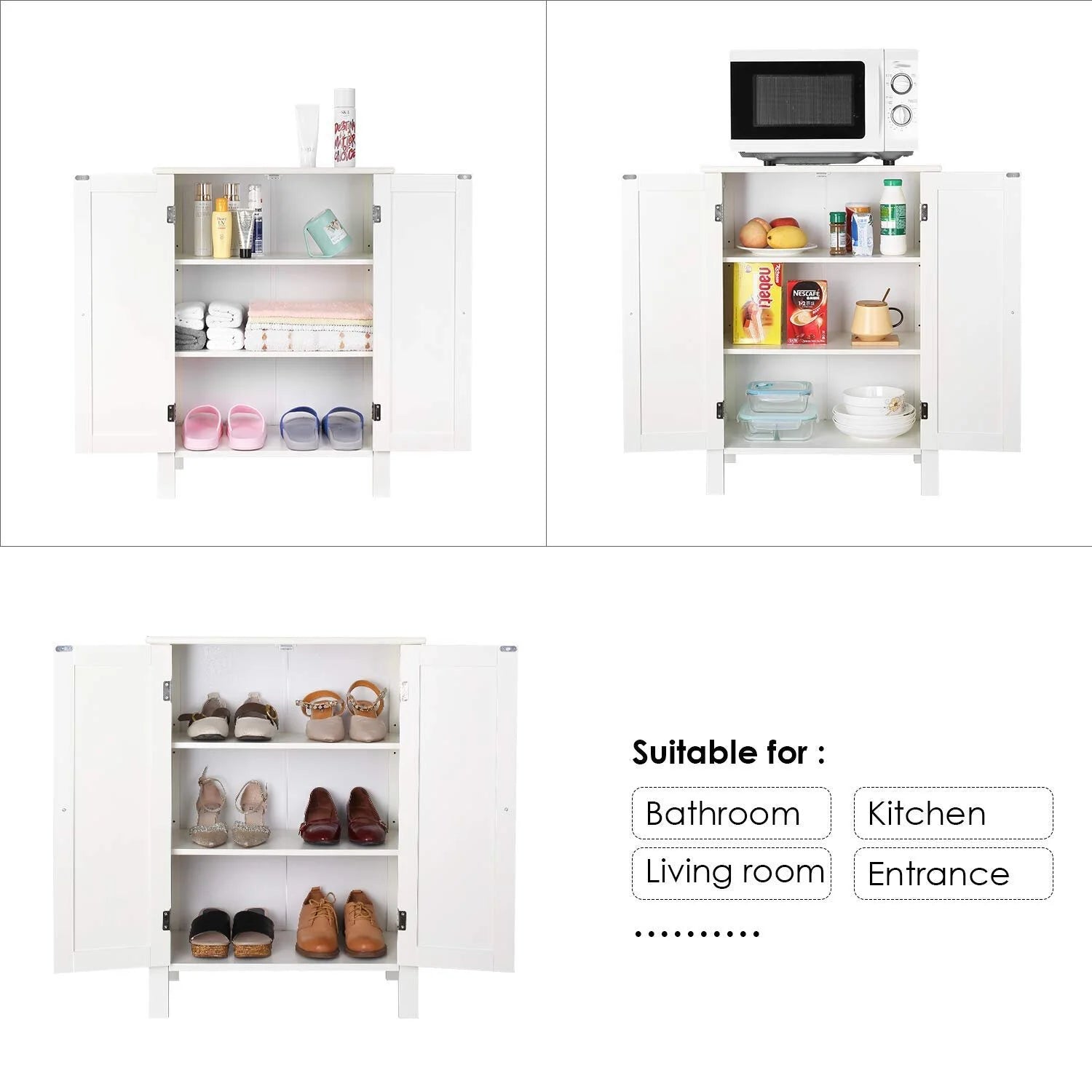Homfa Bathroom Cabinets Freestanding, Bathroom Storage Floor Cabinet, White Storage Cabinets with Doors and Shelves