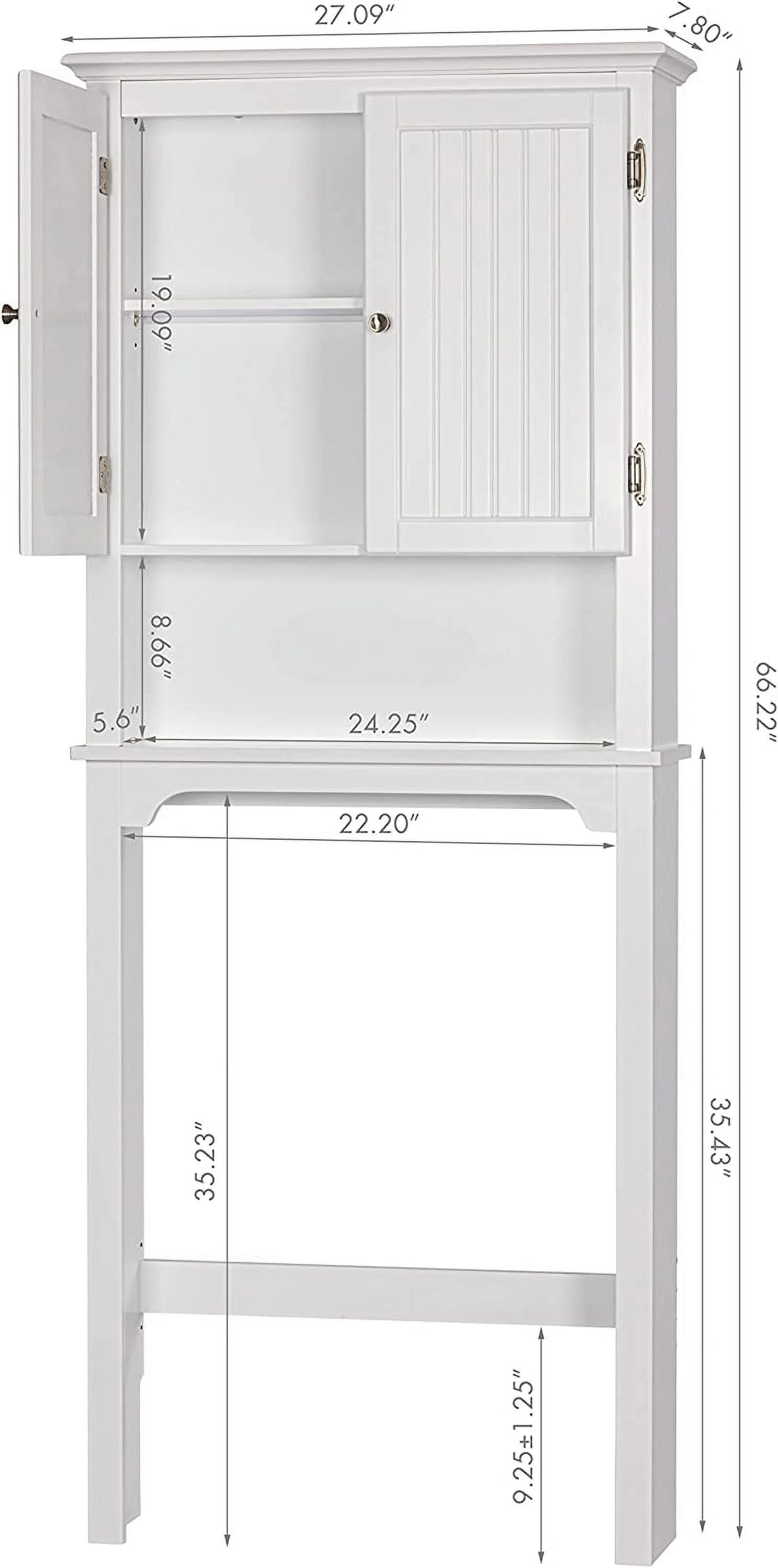 UTEX Bathroom Storage Over The Toilet, Bathroom Cabinet Organizer with Adjustable Shelves and Double Doors, Wood Bathroom Space Saver, White