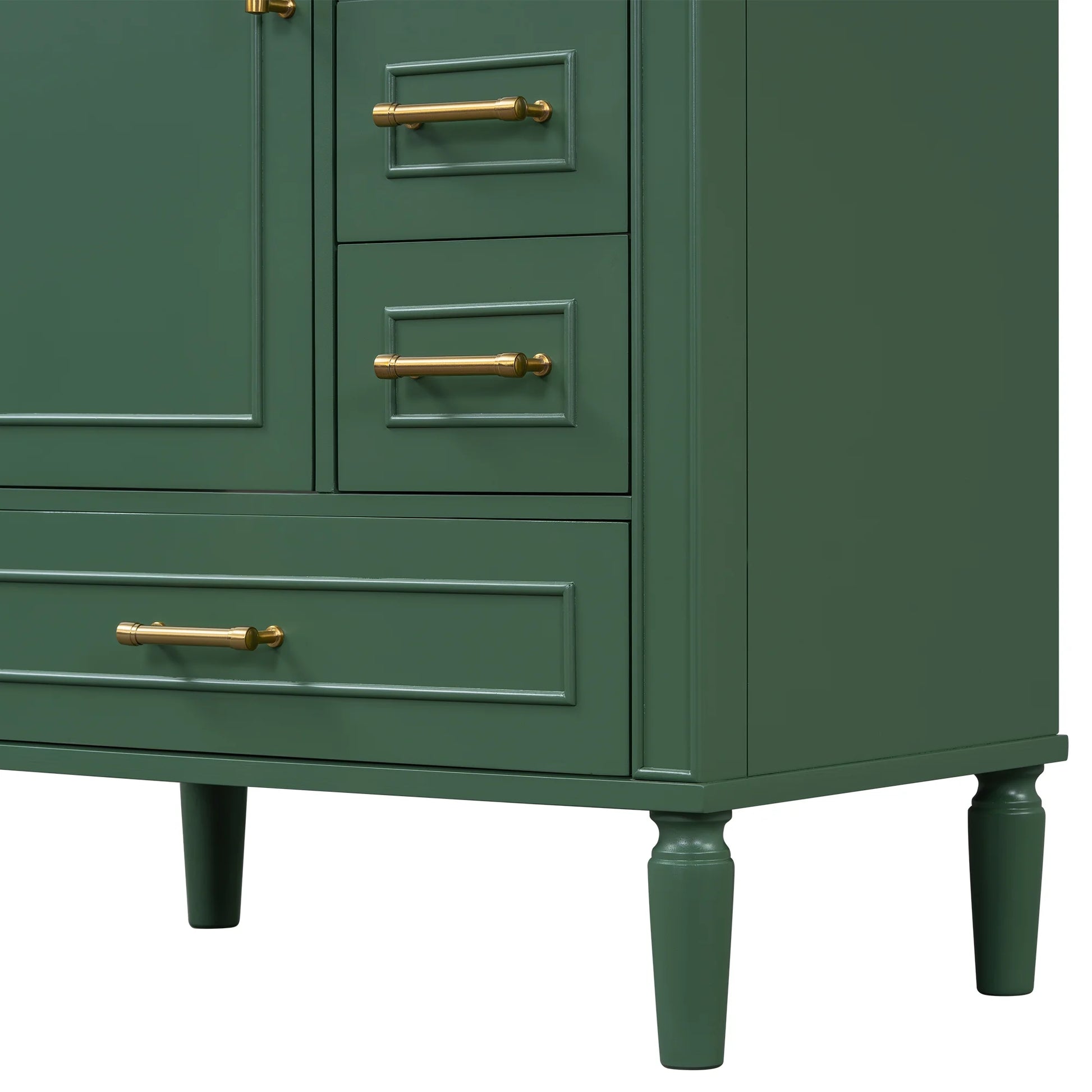 ENSHUI Traditional 30-Inch Bathroom Vanity Set, Floor Standing, with Three Drawers, Soft Close Doors, Long Gold Metal Handles