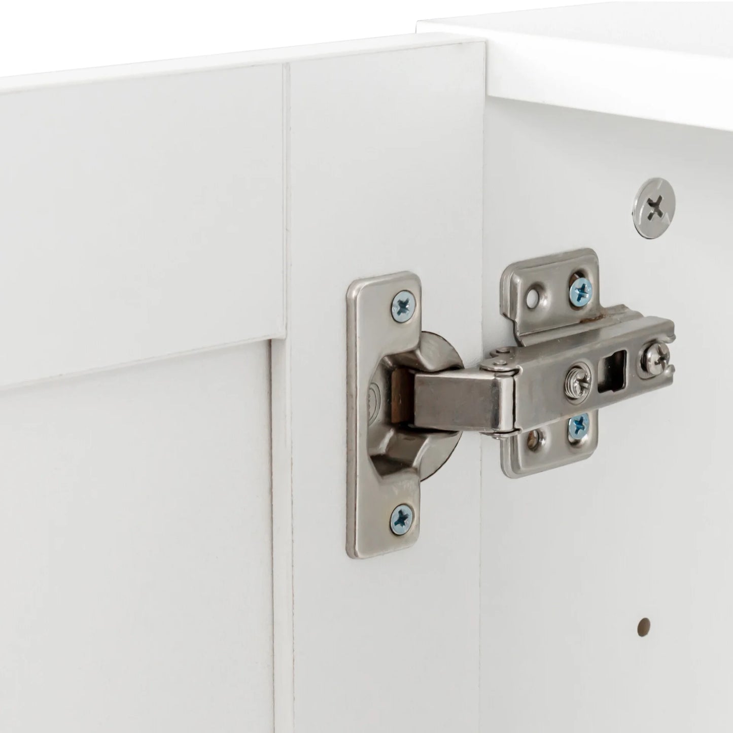 Wall Mounted Storage Cabinet, Kitchen Bathroom Wall Cabinet with Adjustable Shelves, Upper Stackable Storage Cabinet with 3 Doors, 15.75 "D x 35.43" W x 19.69 "H, White