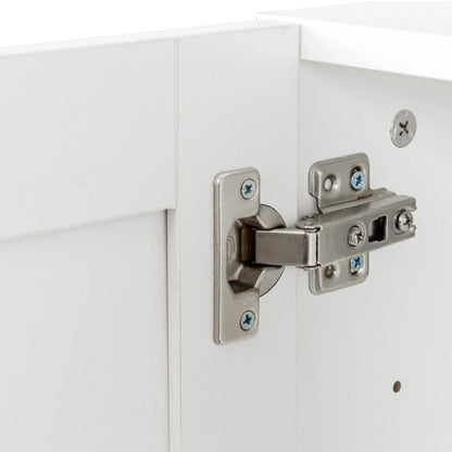 Wall Mounted Storage Cabinet, Kitchen Bathroom Wall Cabinet with Adjustable Shelves, Upper Stackable Storage Cabinet with 3 Doors, 15.75 "D x 35.43" W x 19.69 "H, White