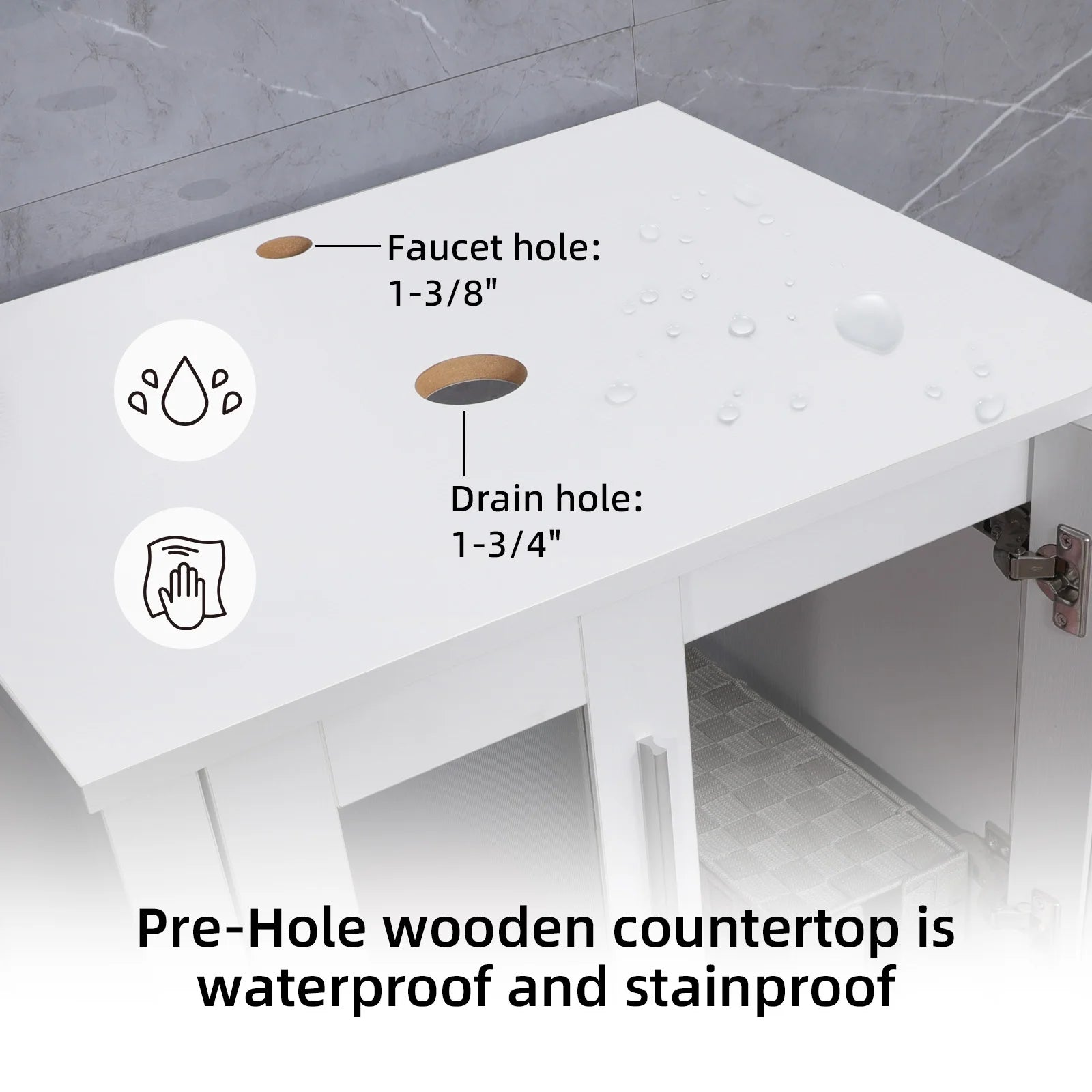 Eclife 24" Freestanding Single Bathroom Vanity with Vessel Sink, Manufactured Wood Vanity Top