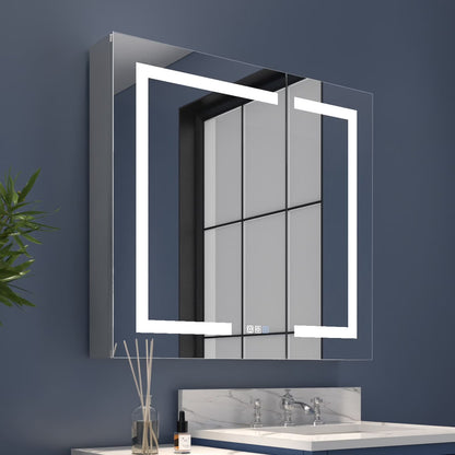 ExBrite 36" x 30" LED Lighted Bathroom Medicine Cabinet with Mirror,Recessed or Surface Mount,Defog White 12"x30"
