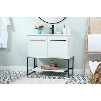 36 inch single bathroom vanity in white