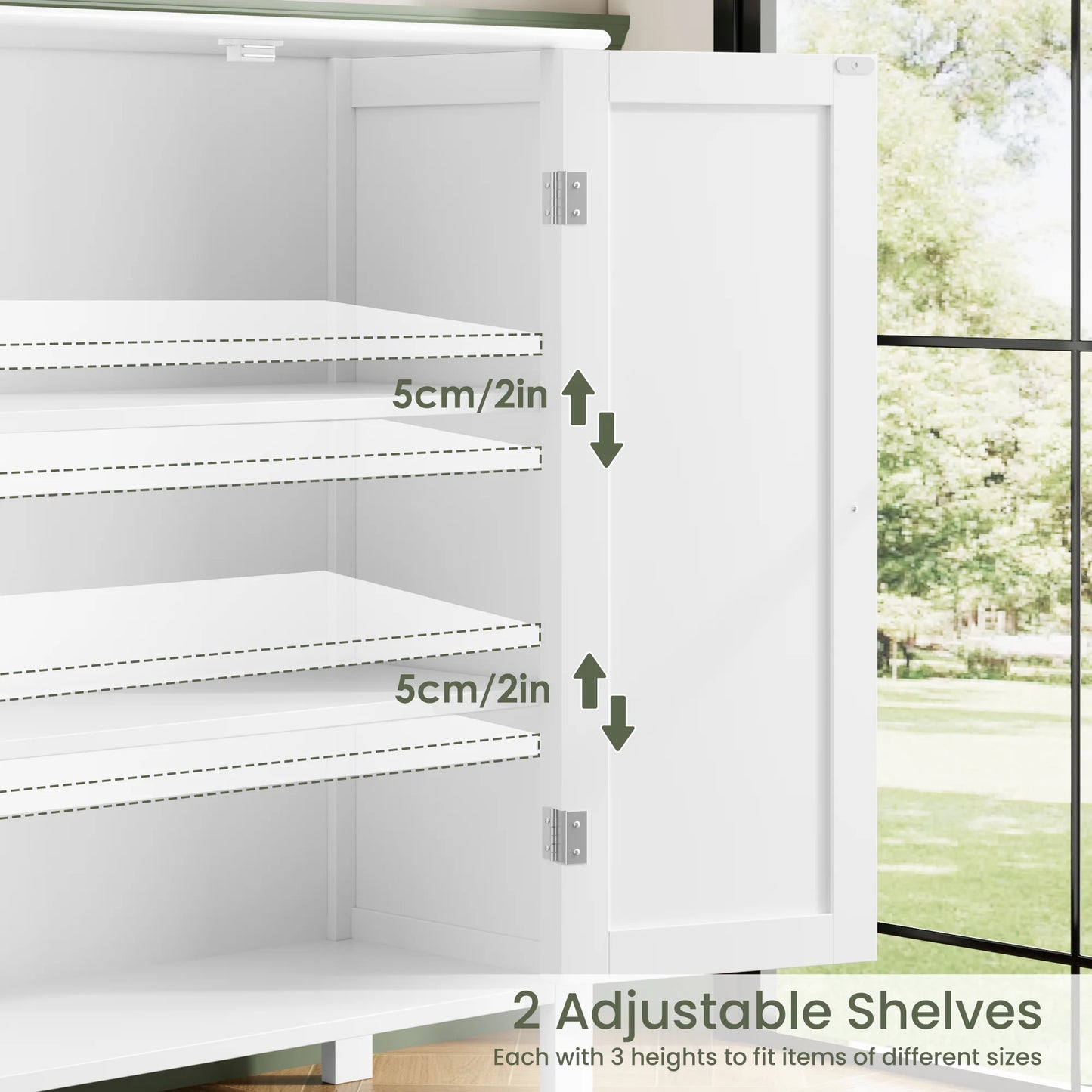 Homfa Bathroom Cabinets Freestanding, Bathroom Storage Floor Cabinet, White Storage Cabinets with Doors and Shelves