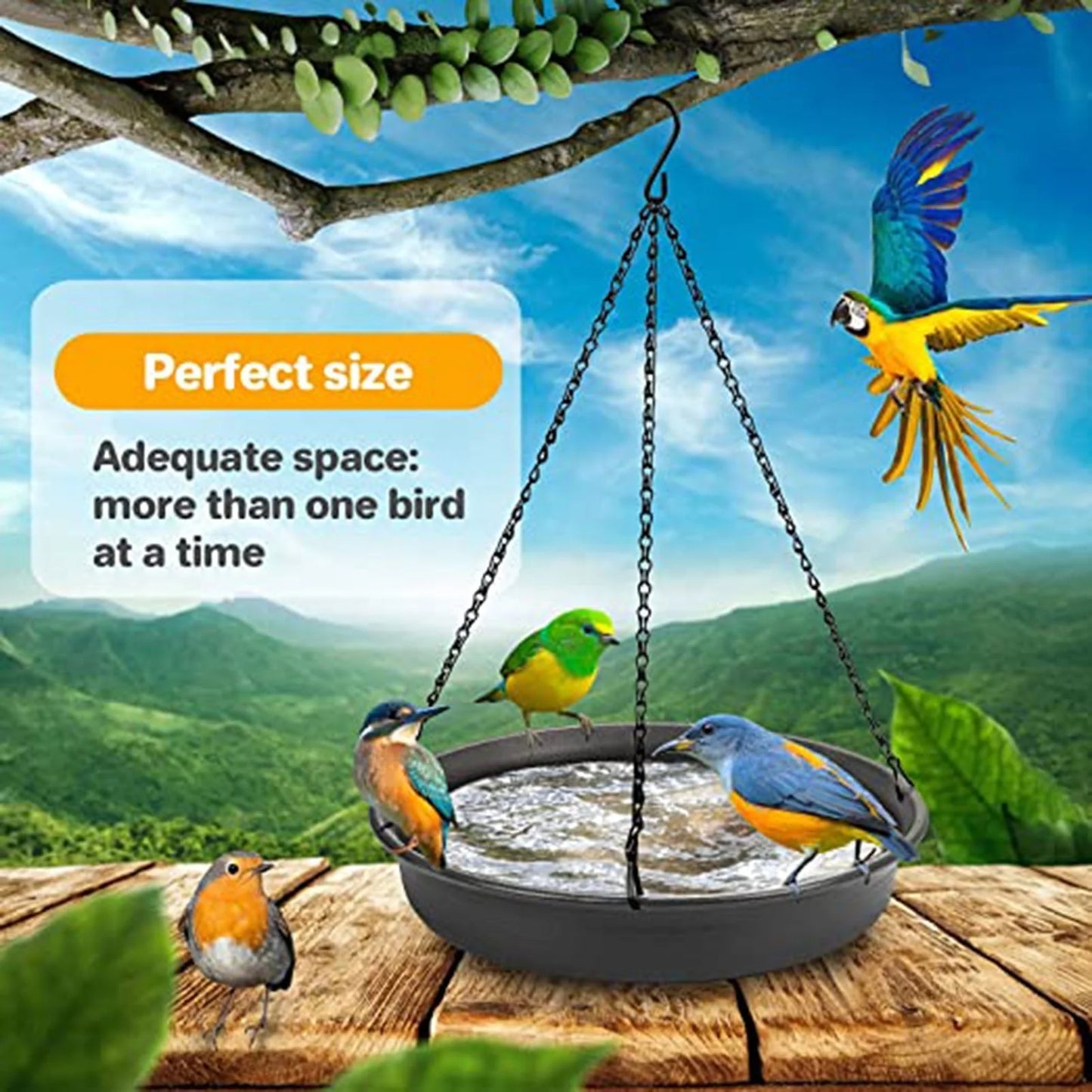 Outdoor Hanging Tray Bird Bath Tray Firm Chain Tray Strong Burden Capacity Gardening Exterior Decoration