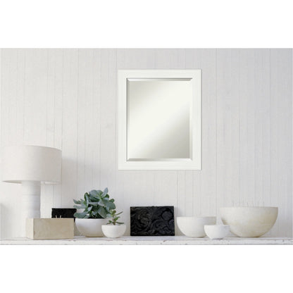 Vanity White Narrow Beveled Wood Bathroom Wall Mirror