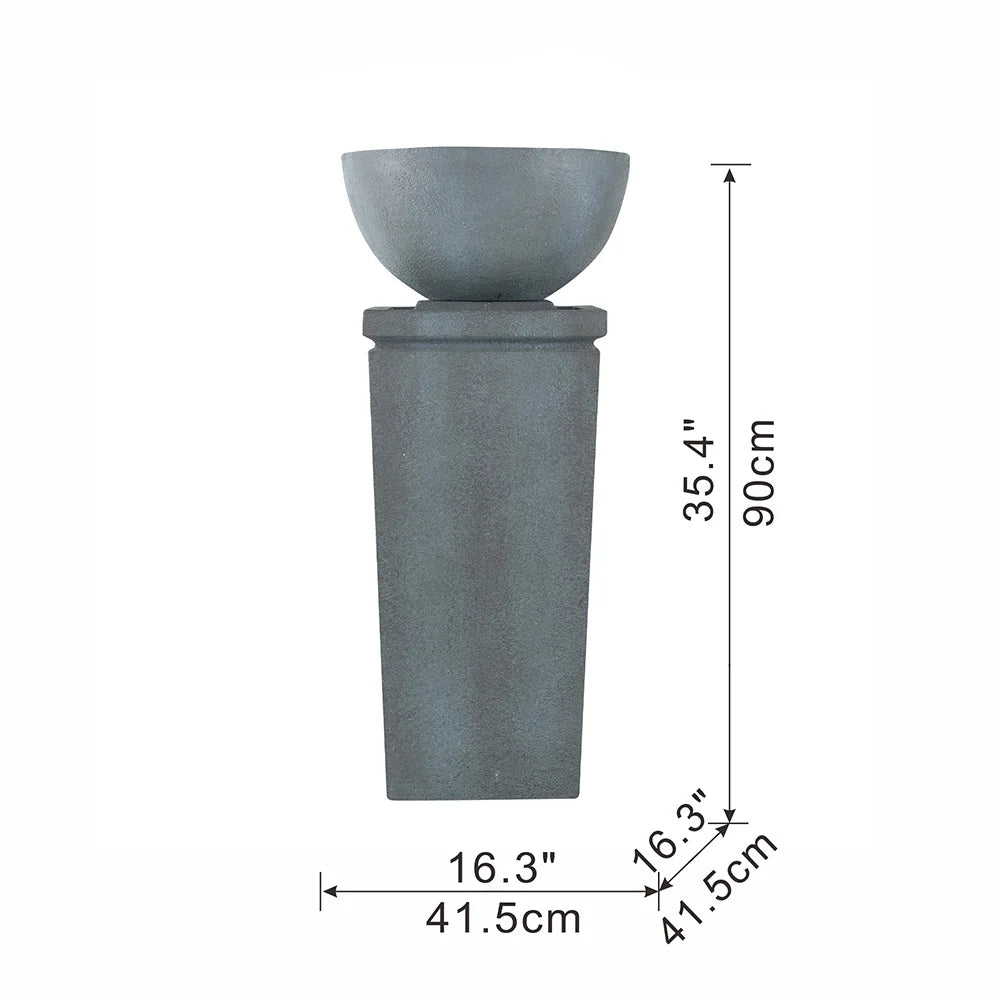 CoSoTower 35.5" Polyresin Gray Zen Bowl Water Fountain, Outdoor Bird Feeder /Bath Fountains, Relaxing Water Feature for Garden Lawn Backyard Porch