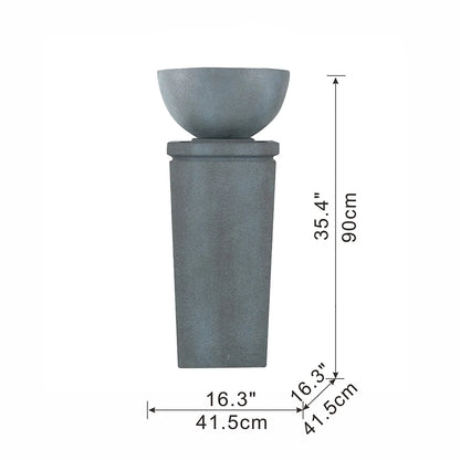 CoSoTower 35.5" Polyresin Gray Zen Bowl Water Fountain, Outdoor Bird Feeder /Bath Fountains, Relaxing Water Feature for Garden Lawn Backyard Porch