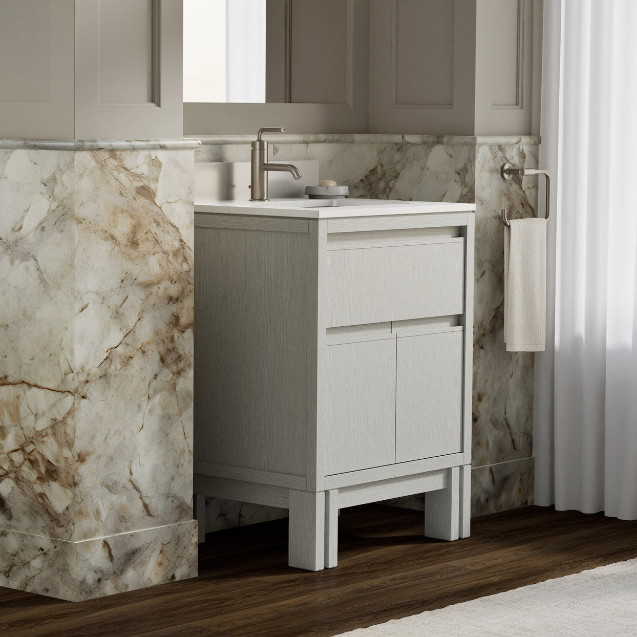 Kohler Solive Bathroom Vanity with Sink and Quartz Top in White